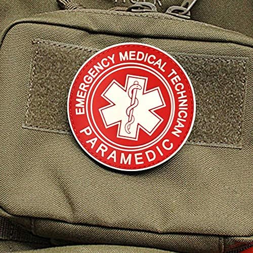 Мортон дома ЕМТ Парамедици и вонредна медицинска техничар Patch Emt Star of Life Tactical Patch 3D PVC Tactical Morale Bagge Rubber Cook and Loop Patch 3,15 инчи дијаметар