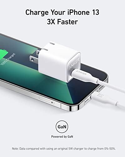 Anker USB-C до молња кабел, 541 кабел, овластен MFI, кабел за брзо полнење со био-базиран и ANKER USB C GAN Charger 30W, 511 Полнач, PIQ