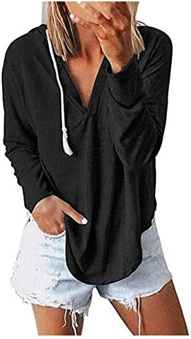 Женски V-врат пулвер долг ракав V-врат со долги ракави џемпер врвови врвни маици пулвер блузи блузи врвови