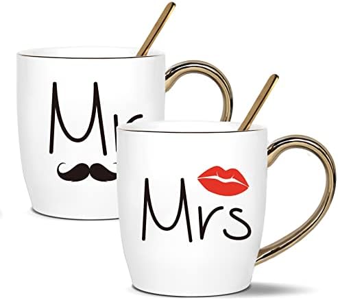 Caraknots г -дин и г -ѓа кафе чаши за свадбени подароци за двојки невестински подароци за туширање за ангажман на годишнината од невестата