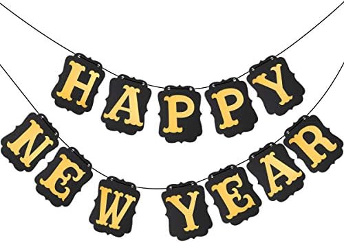 Амосфун Среќна Нова Година Банер Нова Година Партија Стример Хартија Банер Бантинг Венец За Новогодишната Ноќ Партија Декорација
