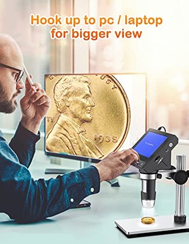 Монета Микроскоп, MOYSUWE 4.3 инчен Лцд Дигитален Микроскоп Со Екран, Монета Микроскоп За Грешка Монети За Деца Возрасни-Метал