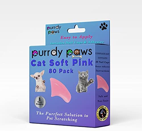 Пурди Шепи Една Година Снабдување Меки Капачиња За Нокти За Мачки Нежно Розова Големи-Дополнителни Лепила