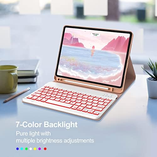 Ipad Air 5-Та Генерација Случај со Тастатура, Ipad Воздушна Тастатура, Blacklit &засилувач; Држач За Моливи - Безжична Отстранлива