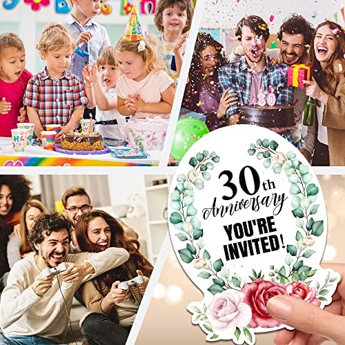 ZBBFSCSB 15 пакет 30 -годишнина од филер за филер со коверти, покани за акварел, покани за забави од 30 -годишнина, совршени картички за покани за парки