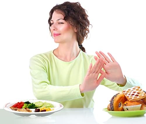 Дијабетична порција Контрола на плочата меламин поделени плочи за возрасни со протеини, јаглехидрати и зеленчук, диета со диета со големина