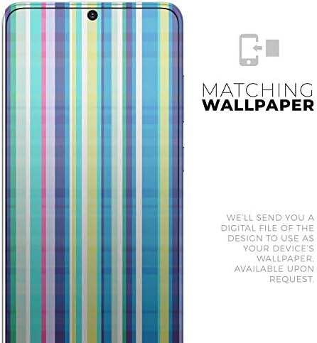 Дизајн Скинц Шарени истакнати вертикални ленти Заштитни винил Дек -обвивка за обвивка на кожата компатибилен со Samsung Galaxy S20