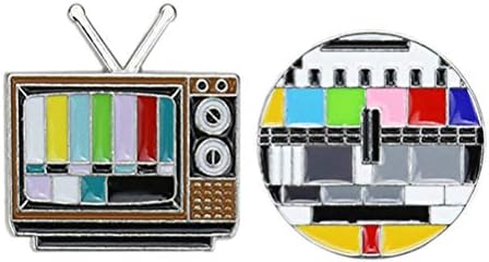 2 парчиња ретро ТВ канали во облик на градите креативни брошеви уникатни брошучни пински костими реквизити за декорација мал подарок