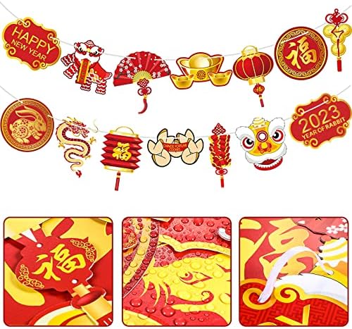 Година На Зајаци Венец 2023 Кинеска Нова Година Знаме Банер Среќна Нова Година Декорација Кина Партија Пролет Кинеска Нова Година Банери Гарланд