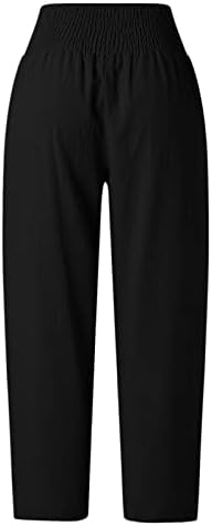 Миашуи удобни панталони жени мека цврста боја лабава џебови на отворено панталони долги еластични панталони исечени панталони за жени