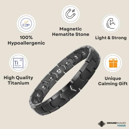 Lustshaker® Титаниум магнетна терапија Хематит нараквица за мажи - магнетни рачни зглобови со бесплатна алатка за отстранување на врски, подароци за него