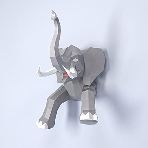 Половина тело слон 3D трофеј за хартија рачно изработена хартија скулптура геометриска ороми загатка креативна хартија модел DIY wallиден декорација