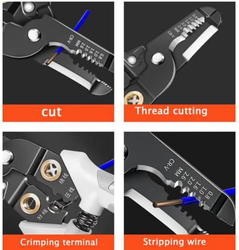 Хагуан мултифункционална алатка за жица од жица, 6 во 1 жица стриптизета и алатка за стегање, сечење на кабел за сечење и стегање, електрични