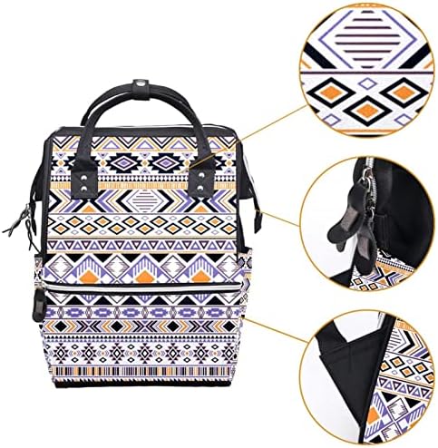 Циганска племенска етничка геометриска торба за пелена ранец бебе бебе, менување торби со повеќе функции со голем капацитет торба за патување