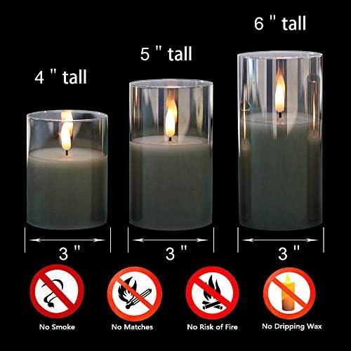 Елднацела Стаклени Свеќи Без Пламен Треперење Свеќи со Далечински Управувач &Засилувач; Тајмер, 3Д ФИТИЛ ПРЕДВОДЕНА ОД БАТЕРИЈАТА Управувана Столб