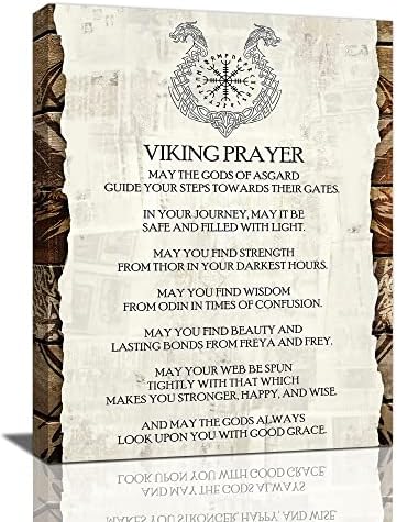 Тијубони Викинг молитва wallидна уметност нордиски цитати платно отпечатоци слики ретро воин мотивациски wallиден декор модерна