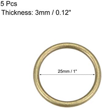 uxcell o прстен тока 25мм ID 3mm дебелина цинк легура О-прстени за хардверски торби за занаети занаетчиски додатоци, бронзен тон 5 парчиња