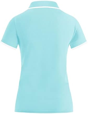 Поло кошули на лујаа за жени голф кошули со кратки ракави со копче V вратот копче надолу од тунични врвови суво вклопување