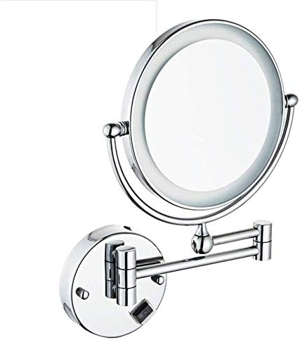 Огледало За Шминка Поставено На ѕид СО LED Светла, Двострано Огледало За Шминка За Зголемување За Бања, Двострано Продолжување, Вртење Од 360 Степени, За Суета Во Бањат