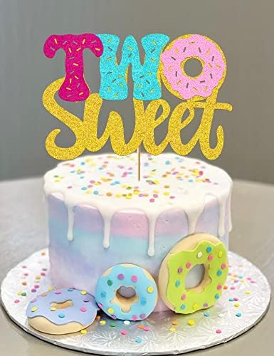 Крофна слатка две торта топери крофна Две украси за торта сјајни крофни тема sencond среќен роденден украси за 2 -ри роденден девојче