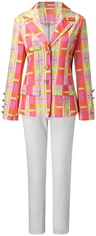 Kcjgikpok костум јакни за жени 2 парчиња лежерна мала тежина тенка јакна тенок палто со долг ракав канцелариски деловни панталони+