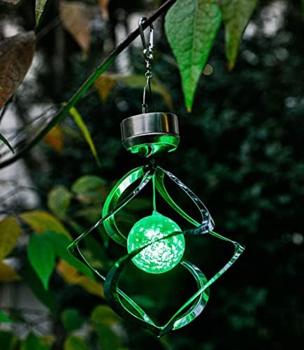 2-пакет виси соларни светла на отворено, обоена светлина акрилна топка водоотпорна соларна енергија декоративни пејзажни фенери