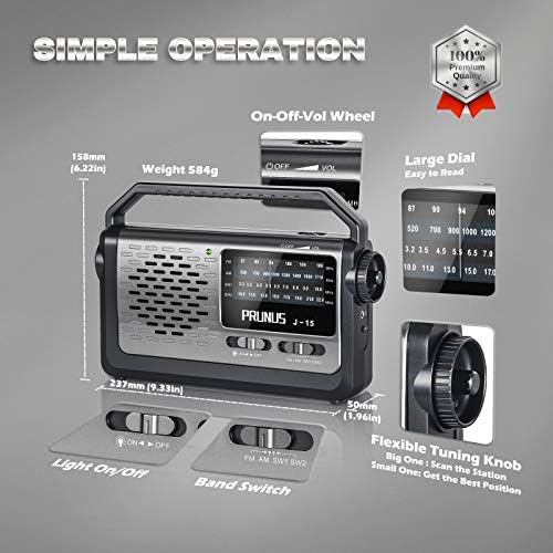 Ретро преносно радио AM FM Shortwave Radio Trabistor Battery оперирано гроздобер радио со Bluetooth звучник, Prunus J15 Protable Radio