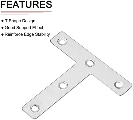DTGN 3.15 x3.15 T Загради-20Pack-Добро За Поправка На Поправка На Мебел-Издржливи Плочи За Прицврстување На Нерѓосувачки Челик W/Завртки-Сребрен Тон