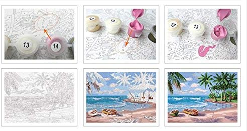 QGHZSCS боја по броеви дигитални сценографии за сликање DIY сликарство пејзаж дома декорација на плажа слика флип апостолки b1