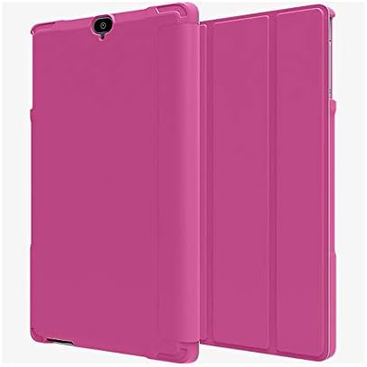 Verizon Folio Case & Temered Glass Bundle за елипсис 8 HD - розова