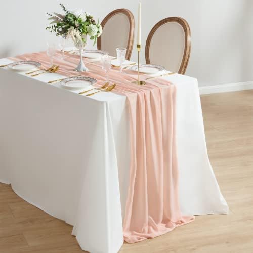 Сервалин 2 парчиња 10ft лесна праска розова тркач на маса, чиста табела за табели 29 × 120 инчи за свадба, невестински туш, туш за бебиња,