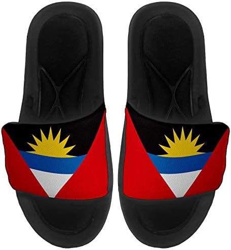 ExpressItbest Pushioned Slide -On сандали/слајдови за мажи, жени и млади - Знаме на Antigua & Barbuda - Flag Antigua & Barbuda