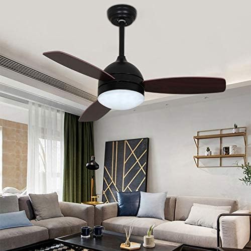 Вентилатор на таванот со светлина, метал и дрво, далечински управувач, ретро трпезарија Електричен вентилатор