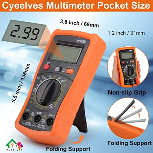 Дигитален мултиметар, мултиметар со AC DC Voltmeter Ohm Volt Amp Tester, Multifunction Battery Tester, џебна мерач со осветлување на задното