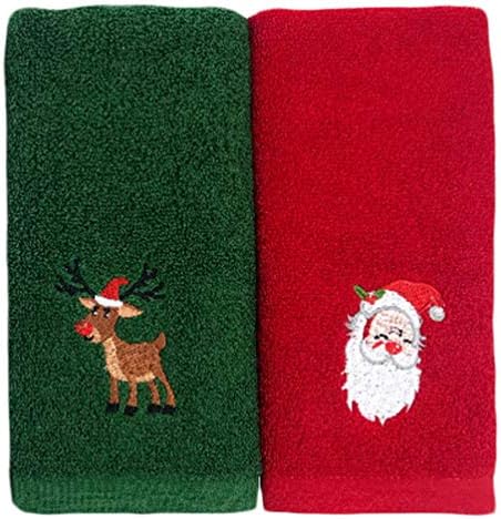 Кесио Божиќ декор 4 парчиња Божиќни рачни крпи за лице за миење садови кујнски бања кујнски басени крпи за празници за празници за сушење за сушење