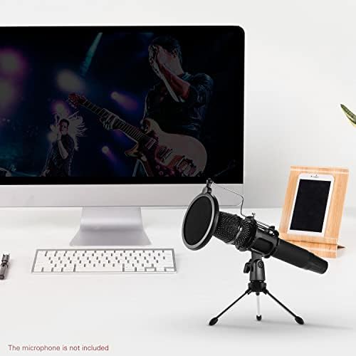MEWMEWCAT мини десктоп микрофон штанд + шок монтиран микрофон + поп -комплет за филтрирање за снимање во студиото снимање преку