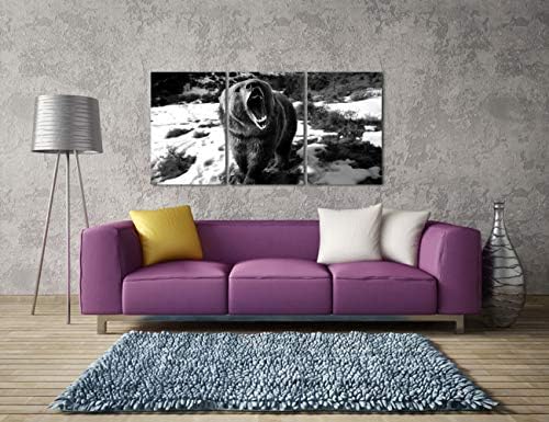 Homeoart црна мечка декор wallидна уметност мечка слика црно -бело животно уметност печати врамена wallидна уметност кабина декор