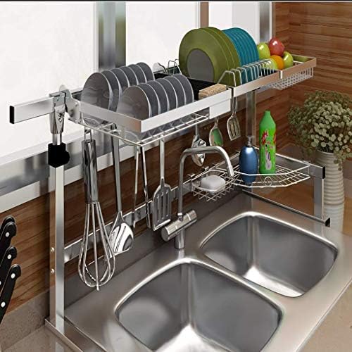 Fehun тоне, решетката за сушење на садови, полица за прикажување на одводнувач од не'рѓосувачки челик, прилагодлива полица за складирање
