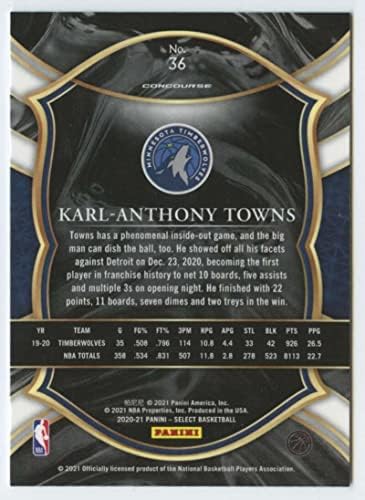 2020-21 Панини Изберете сина #36 Карл-Ентони градови Конкурс Минесота Тимбервулвс НБА кошаркарска картичка за трговија со кошарка
