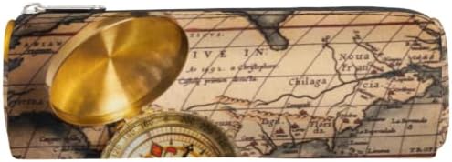 Светска мапа компас со молив со молив за торбичка торбичка, држач за торбичка за торбичка, океан наутички патент торба за молив, преносен козметички