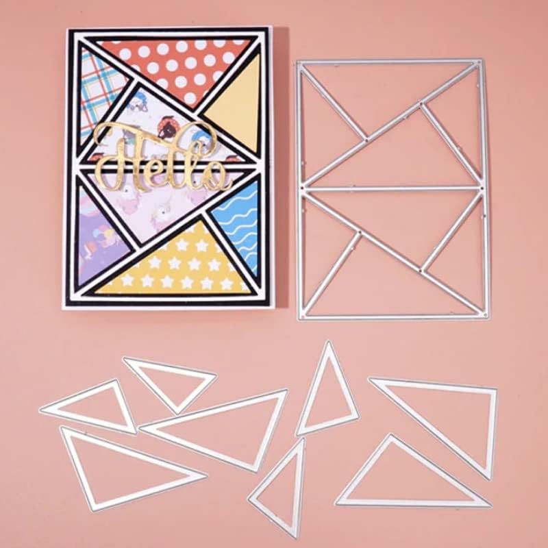 TRDXXX правоаголник Триаголник во позадина Метални метални умирања матрици за DIY ScrapBooking албум Декоративни картички за втиснување