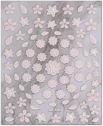 6 лист цвеќиња на налепници за уметност на ноктите декорации пролетно розово злато цветно 3Д самолепливи декорации за нокти