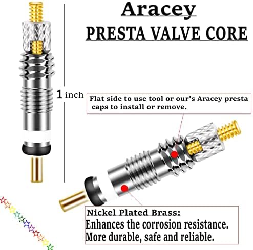 10 парчиња Presta Valve Core, 12 pieces легура на легури на вентилите со алатка за отстранување на јадрото на легура за велосипед без мерка, Стен,