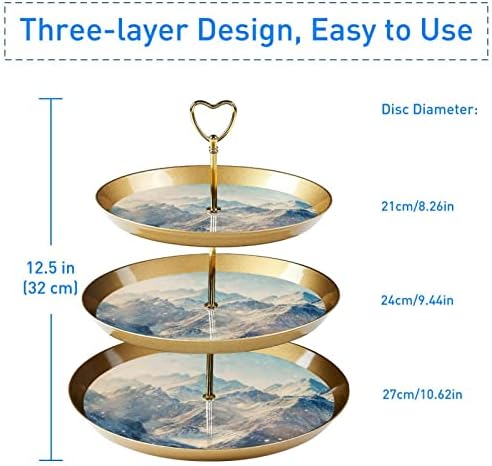 3 Ниво Кекс Штанд Кула За Кекси Дисплеј Држач За Кекси Кула За Десерт За Забави Настани Декор, Зимска Снежна Планина