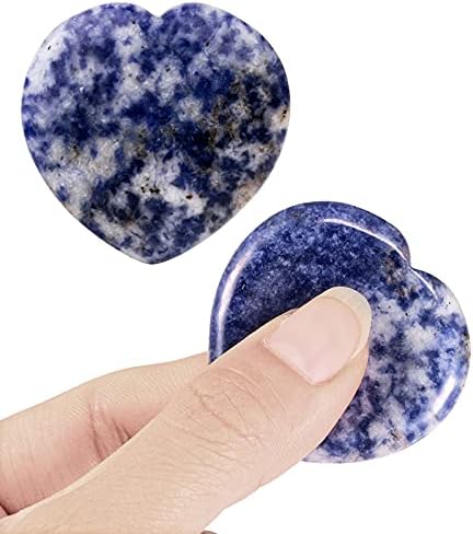 Sunyik Природна рака врежан палец Загрижена камен, полиран џеб од џебни камења заздравување на кристалот за Денот на вineубените, во форма