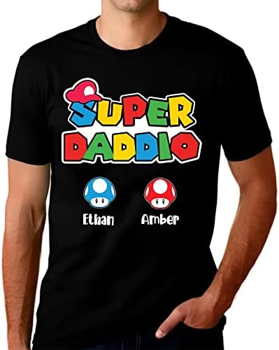 Прилагодена Супер Дадио Персонализирана кошула, подарок за тато Папа, Дедо деца со маица со имиња