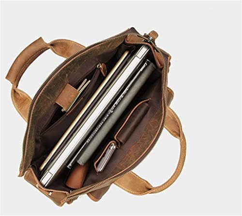Чанти од SLNFXC за мажи со кожа за машка чанта за лаптоп за лаптоп од 14 инчи, торба за кожа на месинџер за мажи за мажи