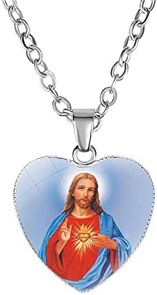 Qtmy Исус Божиќни украси, ѓердан за капки во форма на срце за жени накит