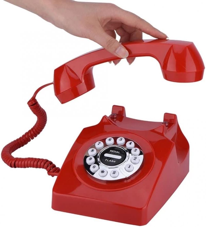 Zjhyxyh Ротари телефонски телефон жичен ретро телефон за домашна канцеларија за откажување на гроздобер антички телефон