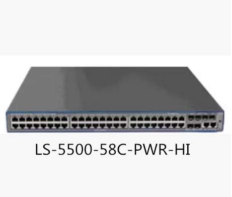 H3C LS-S5500-58C-PWR-HI Ethernet Switch 48 Port Gigabit POE Напојување на електрична енергија скалабилен прекинувач